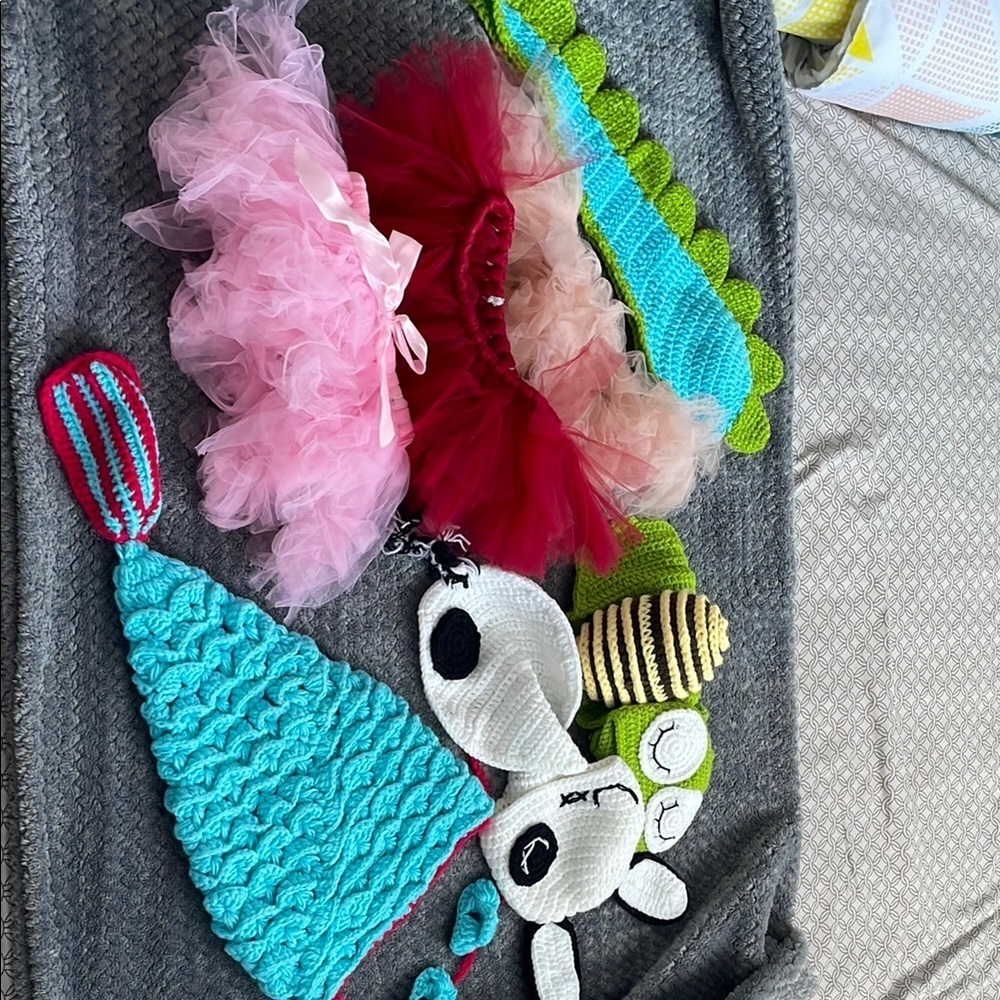Newborn baby photoshoot props Colorful Crochet Baby Set with Tutu